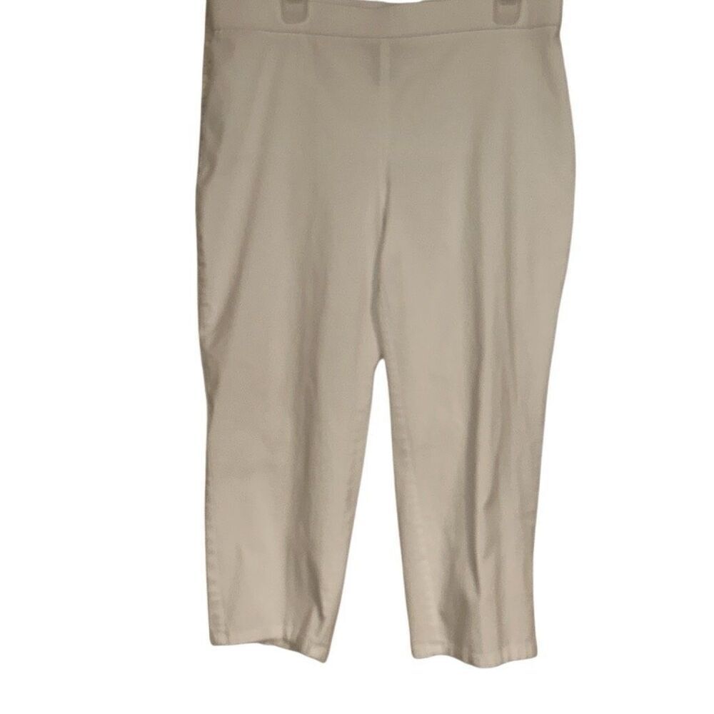 Style & Co White Stretch Flat Front Pull On Mid-Rise Chino Pants Ladies Large